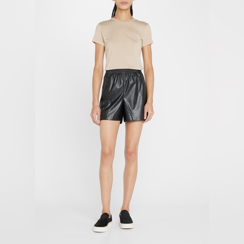 Theory Mercer Faux Leather High Rise Pull-On Shorts | Black | Size L